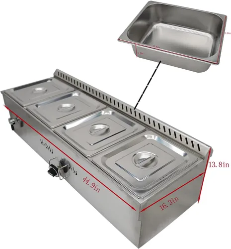 Miniatura 4 de INTBUYING Calentador de sopa de alimentos a gas LP, estufa de gas propano Bain-Marie, calentador de vapor de acero inoxidable con válvula reguladora