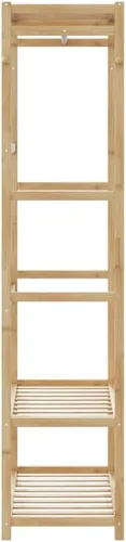 Miniatura 4 de Bamboo Clothes Rack, Heavy Duty Garment Rack with 3 Shelves and Hooks, Freestanding Closet Organizer for Bedroom, Hallway, Entryway, 31.5 x 15.7 x