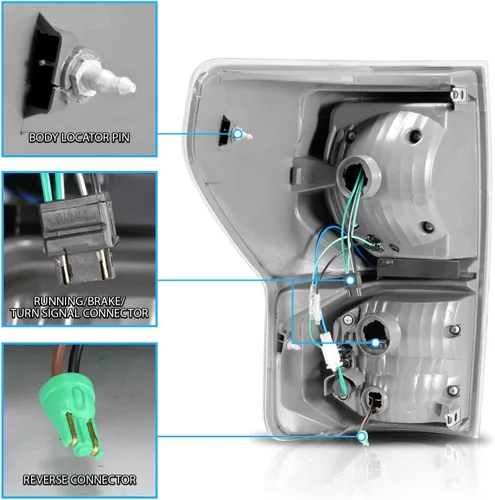 Miniatura 6 de AmeriLite para camioneta Toyota Tundra 2007-2013, cristal negro [Full LED] Faros traseros dobles tipo C de tubo de repuesto, lámpara de freno, par