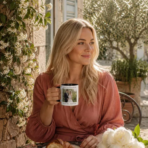Miniatura 2 de Taza de café personalizada de cerámica de 11 onzas – Añade foto, texto o logotipo Taza de imagen personalizada, impresión a doble cara, apta