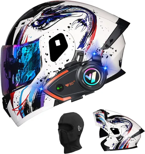 Miniatura 31 de Cascos de motocicleta para hombre, aprobado por DOT, casco de motocicleta de cara completa para adultos, casco de motocicleta con doble visera, D
