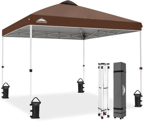Miniatura 42 de EAGLE PEAK Tienda de campaña desplegable con bolsa de transporte con ruedas, 8 estacas, 4 cuerdas, toldo de tienda de campaña fácil de instalar, 6.6
