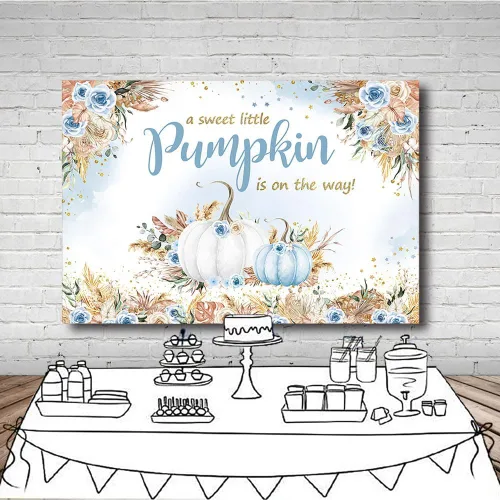 Miniatura 4 de MEHOFOND Telón de fondo bohemio de otoño para baby shower, de 7 x 5 pies, una calabaza dulce está en camino, fondo de calabaza para niños, acuarela
