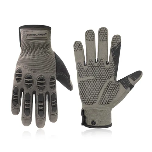 Miniatura 22 de Handlandy - Guantes de trabajo para hombre y mujer, para mecánicos, de seguridad, de uso general, aptos para pantalla táctil, guantes de trabajo