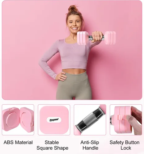 Miniatura 4 de Juego de mancuernas ajustables de 15 libras, 20 libras, 40 libras, 50 libras, juego de mancuernas de peso libre para mujeres y hombres