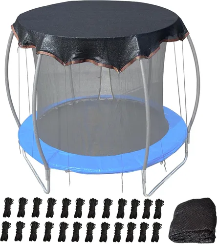 Miniatura 10 de Funda de sombra para cama elástica redonda de 10 pies, cubierta redonda para cama elástica al aire libre para protección solar y bloqueo de hojas
