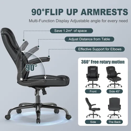 Miniatura 3 de Silla de Oficina Ejecutiva AnyGod, Sillas de Escritorio Ergonómicas y Cómodas para Computadora con Reposabrazos Abatibles, Soporte Lumbar, Respaldo