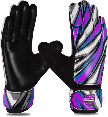 Miniatura 9 de FIGHTSENSE Guantes de portero de fútbol para niños y jóvenes, guantes de portero de fútbol, palma de látex de 4 mm, transpirable, antideslizante