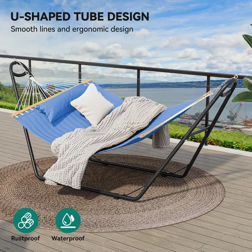 Miniatura 7 de YITAHOME Hamaca con soporte incluido, hamaca resistente, hamaca portátil impermeable de 12 pies con bolsas de almacenamiento de almohada, 450 libras