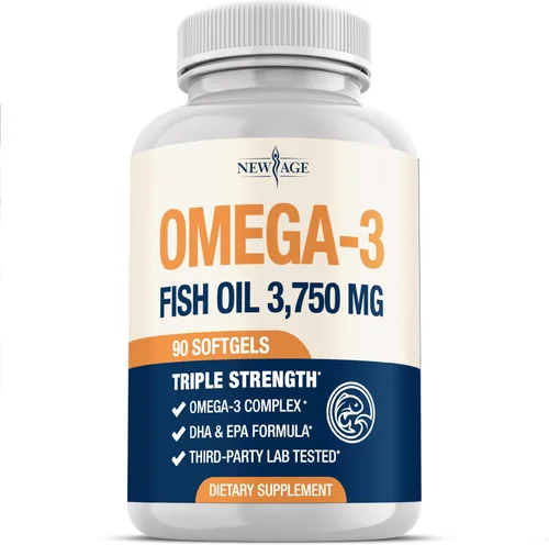 Aceite de pescado Omega 3 Triple Strength 3750 mg - EPA y DHA - Más de 3000 mg de ácidos grasos omega-3 - 1350 mg EPA + 900 mg DHA - Los mejores