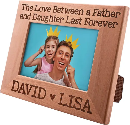 Marco de fotos personalizado para regalos de papá, marco de fotos de madera de 4 x 6 pulgadas, gran regalo para el día del padre Padre Hija