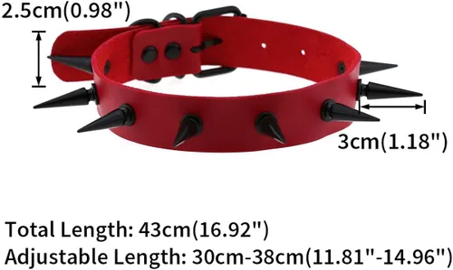 Miniatura 2 de FM FM42 Unisex Multicolor Simulated Leather PU Black-toneSilver-tone Spikes Rivets Spiked Punk Rock Gothic Choker Collar Necklace