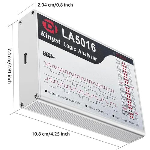 Miniatura 7 de LA5016 Analizador Lógico USB - 16 Canales 500MS/s 10GB de Profundidad Generador PWM, Herramienta de Depuración MCU ARM FPGA, Software en Inglés