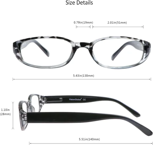 Miniatura 3 de VisionGlobal 1 par/4 pares de anteojos de lectura con bisagra de resorte, lentes de bloqueo de luz azul para mujeres/hombres Key001_negro_4p