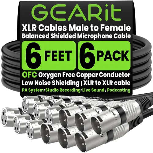 Miniatura 12 de GEARit XLR - Cable de micrófono macho a hembra (10 pies, paquete de 6) mezclador blindado equilibrado de 3 pines, estudio de grabación, podcast