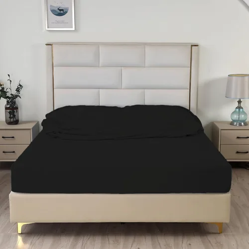 Miniatura 3 de SDIII Sábana bajera ajustable de microfibra cepillada de calidad de hotel, suave y transpirable, tamaño matrimonial, color negro, paquete de 2