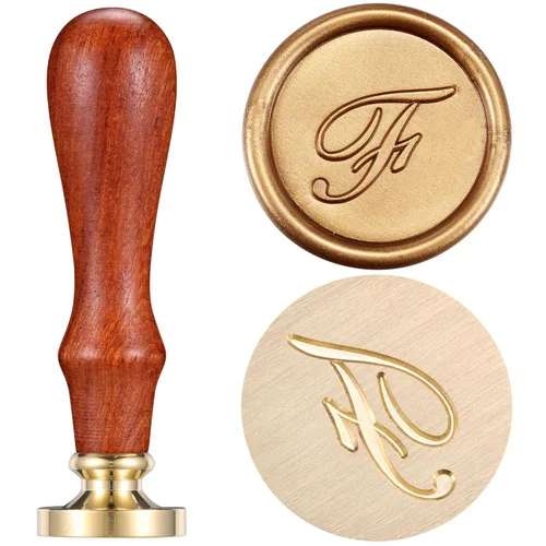Miniatura 29 de Yoption - Sello de cera con diseño de letra del alfabeto y cabeza de latón retro, sello clásico
