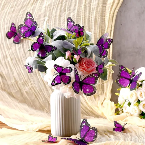 Miniatura 3 de Decoración de mariposa monarca de 4 tamaños, decoración de pared de Halloween, calcomanía magnética 3D de mariposa monarca para manualidades, hogar
