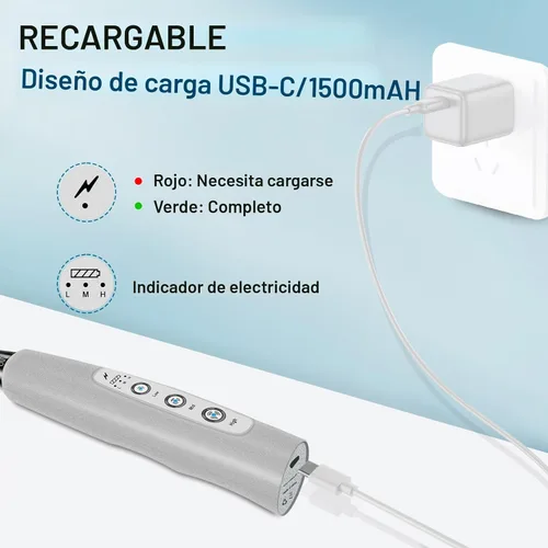 Miniatura 2 de BSRGMS Espumador de leche de mano para café, batidor eléctrico de 3 velocidades ajustables, mezclador de bebidas con 3 batidores de acero Plateado