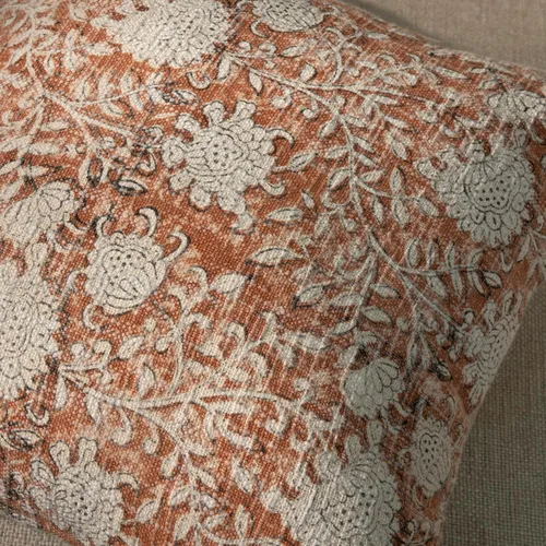 Miniatura 4 de Juego de 2 fundas de almohada decorativas de algodón indio vintage con estampado a mano (marrón ladrillo, 18 x 18 pulgadas (paquete de 2))