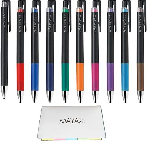 MAYAX Pilot juice up 04 - Bolígrafo retráctil de tinta de gel, punta ultrafina, 0.016 in, 10 colores, notas adhesivas originales (10 colores)