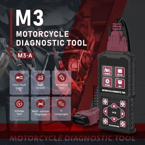 Miniatura 3 de Herramientas de medición de prueba de diagnóstico del sistema de motocicleta, lectores de códigos de falla de motocicleta M3-A, herramientas