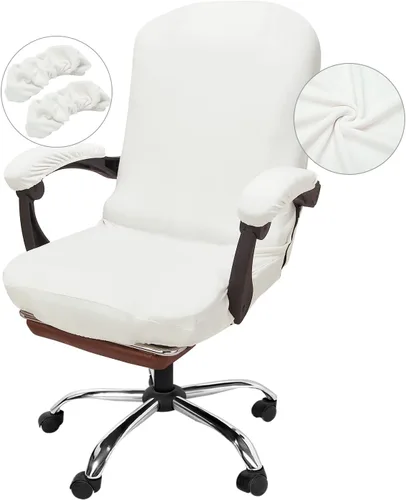 Miniatura 13 de NeColorLife Funda de terciopelo para silla de oficina con fundas para reposabrazos, funda elástica para silla de computadora de escritorio