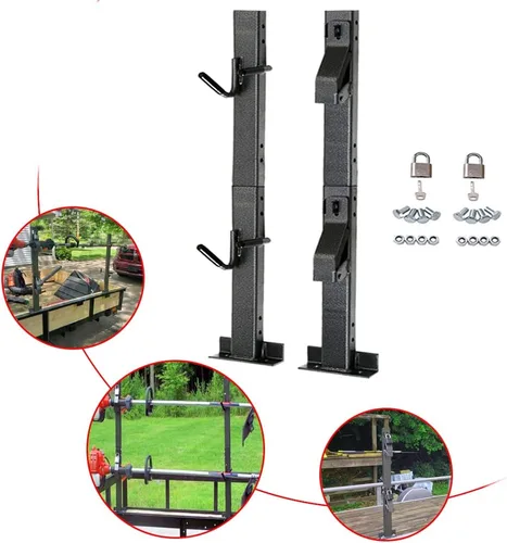 Miniatura 6 de ELITEWILL Portarecortadoras con cerradura para 2 lugares, soporte de línea de corte, compatible con soportes de remolques de paisajismo abiertos