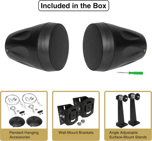 Miniatura 7 de Sound Town Paquete de 2 altavoces colgantes de 4 pulgadas para todo tipo de clima, IP66, montaje en pared, paisaje, 70V/100V/8-Ohm, altavoz