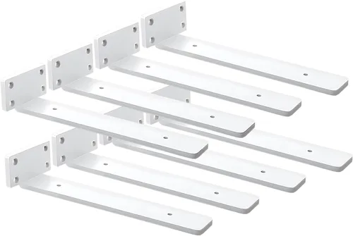 Miniatura 19 de Paquete de 4 soportes de estante flotantes de 8 pulgadas, soporte de estante oculto de 1/5 pulgadas de grosor, soportes de metal de hierro