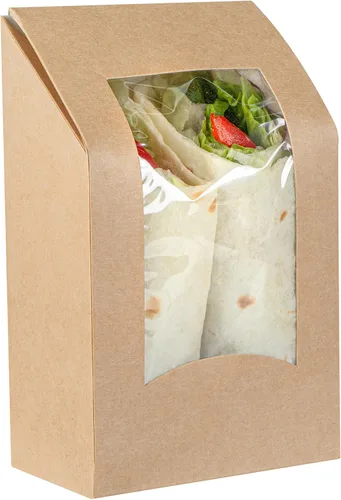 Miniatura 11 de Restaurantware Cajas de papel para llevar - 1 ventana - Kraft - Ángulo - Caja de 50 ct