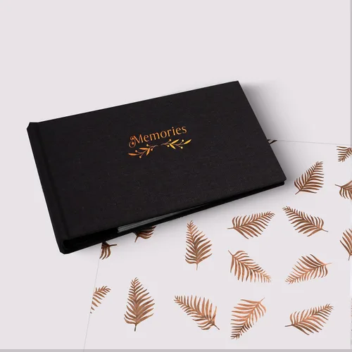 Miniatura 9 de Holoary Álbum de fotos pequeño de 4 x 6 pulgadas, tapa dura de lino, capacidad para 50 fotos, encuadernado con páginas negras, mini álbumes de fotos