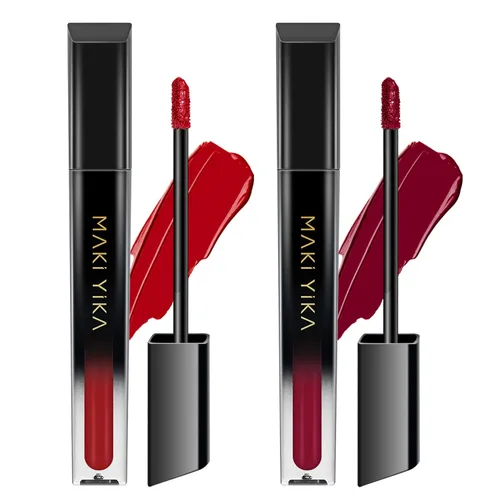 Miniatura 34 de MAKI YIKA Lápiz labial rojo burdeos para mujer, pintalabios de larga duración, sin manchas, mate, líquido, a prueba de transferencia, sin crueldad