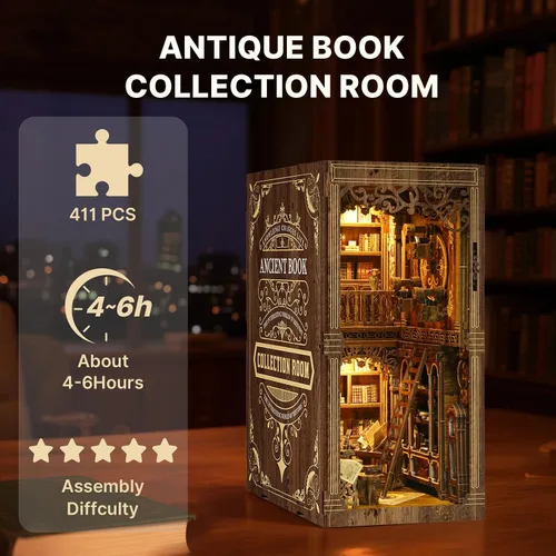 Miniatura 2 de Kit de rincón de libros, colección de libros antiguos, kit de casa en miniatura, muñeca de casa pequeña para adultos, estantería para familiares