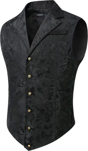 HISDERN Chaleco de traje de cachemira brillante para hombre, chaleco gótico steampunk victoriano para hombre, traje de fiesta de boda o esmoquin