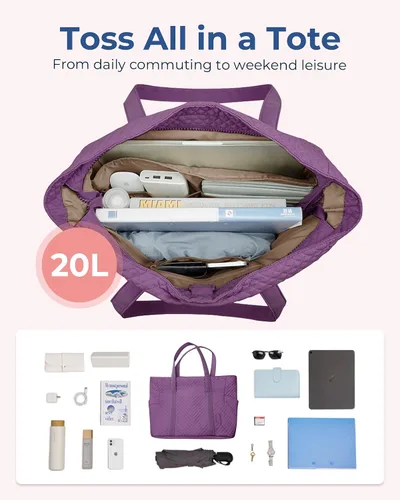 Miniatura 4 de BAGSMART Bolso grande para mujer, bolso de hombro escolar con asa superior con hebilla para esterilla de yoga para gimnasio, trabajo, viajes