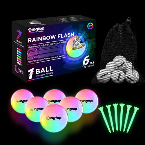 Miniatura 11 de KINGTOP Upgraded Glow in The Dark Golf Balls - Super Bright Light Up LED Golf Ball - with Glow Golf Tees and Storage Bag - Fun Night Golfing Gift