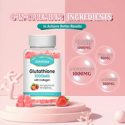 Miniatura 5 de Gomitas de colágeno de glutatión, gomitas de colágeno con vitamina C, suplemento de glutatión para mujeres, cabello, piel, uñas, músculos