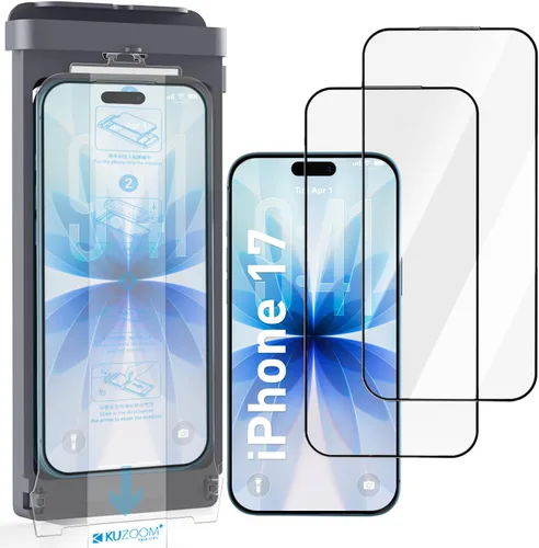 KUZOOM Paquete de 2 protectores de pantalla HD para iPhone 17/16 Pro [6.3 pulgadas], alta definición claridad 9H+ vidrio templado, película