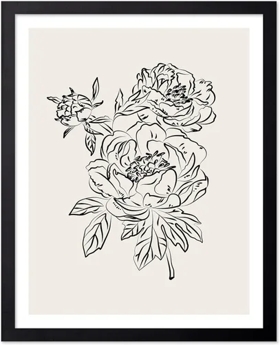 Miniatura 40 de Poster Master Póster de peonías – Estampado de flores retro – Ilustración floral – Ilustración en blanco y negro – Diseño de línea y abstracto