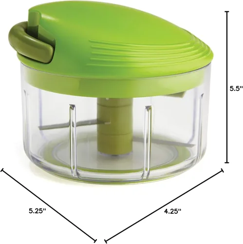 Miniatura 10 de Kuhn Rikon Cortador de tracción manual/procesador de alimentos manual con mecanismo de cordón, verde, 2 tazas