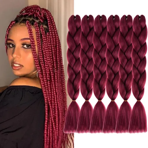 Miniatura 46 de Beige (613#) 6 paquetes de cabello trenzado de 24 pulgadas, de fibra sintética, sin picazón, extensiones de cabello para trenzar jumbo, textura