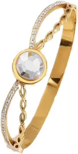 Miniatura 20 de Colección de Pulseras Brazalete de Acero Inoxidable 316L Chapado en Oro de 18K - 12 Diseños Únicos + Cadena de Acero de Titanio con Acento