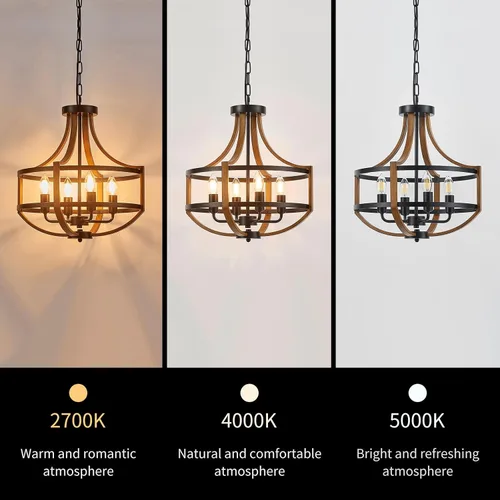 Miniatura 5 de Candelabro de madera de 16.9 pulgadas para comedor de estilo rústico de 4 luces, moderno de madera sintética, vintage, para cocina, vestíbulo
