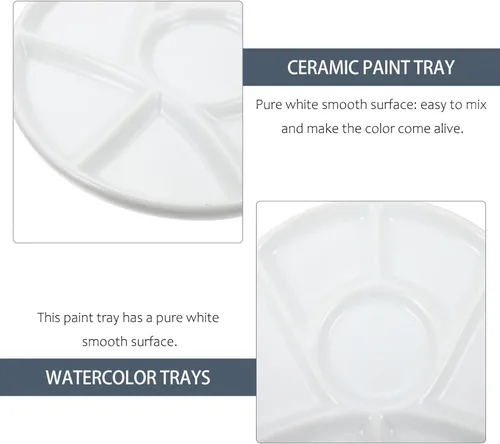 Miniatura 8 de EXCEART Bandeja de pintura de porcelana de cerámica Bandeja de mezcla de cerámica Placas de pintura de acuarela Bandeja de pintura de acuarela Placa