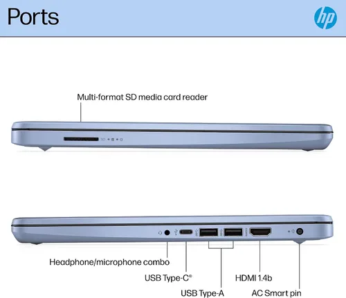 Miniatura 9 de HP Laptop insignia de 14” con potencia de IA 2025, Office de por vida, para estudiantes y negocios, CPU Intel de 4 núcleos, 16 GB de RAM, 628 GB