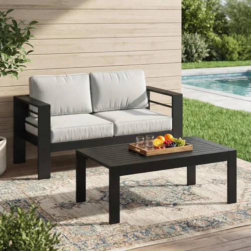 Miniatura 30 de Solaste Juego de muebles de patio de aluminio para todo tipo de clima, moderno juego de muebles de metal para exteriores con asientos profundos