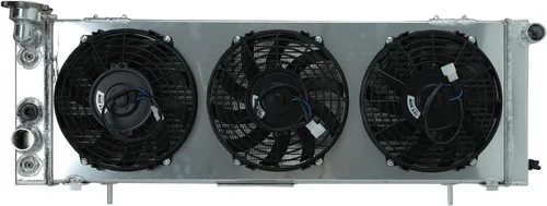 Miniatura 3 de Radiador de aluminio de 1 fila+ventilador de cubierta de 10 pulgadas+kit de relé de termostato compatible con J-eep Cherokee XJ/Comanche 1991-2001