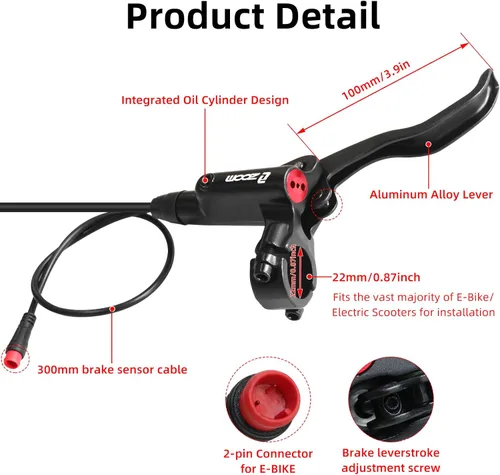 Miniatura 3 de Z00M HB875E Juego de freno de disco hidráulico para eBike Exceedhub, juego de freno hidráulico para apagado de energía eléctrica con rotores