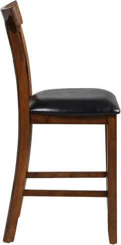 Miniatura 5 de ERGOMASTER Juego de 2 sillas de comedor, sillas de bar de granja de 25.5 pulgadas, taburetes de bar de madera de goma con respaldos, taburetes